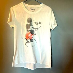 Disney Faded Mickey Mouse White T-shirt Women's Sz L Lightweight & Soft